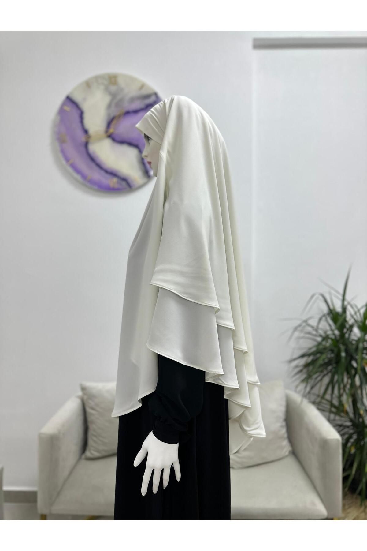 R&S modibone-Two-Layer Ready Sofle Scarf Medina Ipegi Suitable for Hajj and Umrah Ecru 3