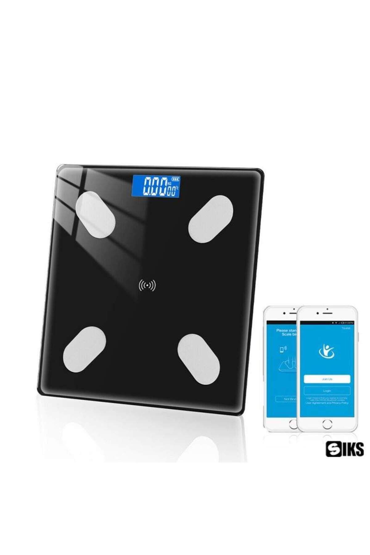 SIKS-Cântar digital inteligent pentru baie, conexiune Bluetooth, afișaj LCD, greutate maximă 180 kg, negru 3