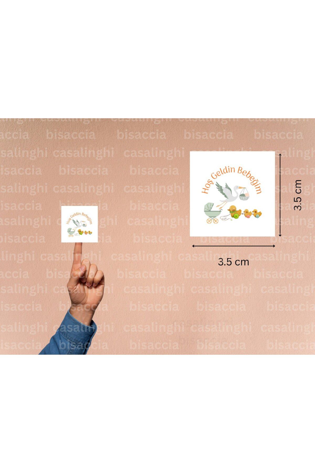 CASALINGHI Hoş Geldin Bebeğim Etiketi Bebek Arabası Doğum Kutlama Mat Çıkartma Cute Sticker 3.5 Cm (45 Adet)