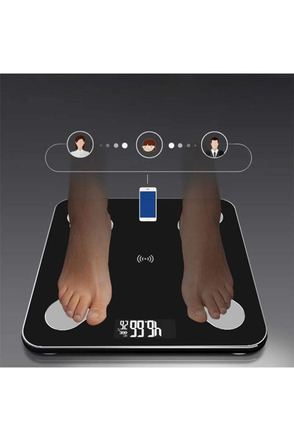 SIKS-Cântar digital inteligent pentru baie, conexiune Bluetooth, afișaj LCD, greutate maximă 180 kg, negru 4