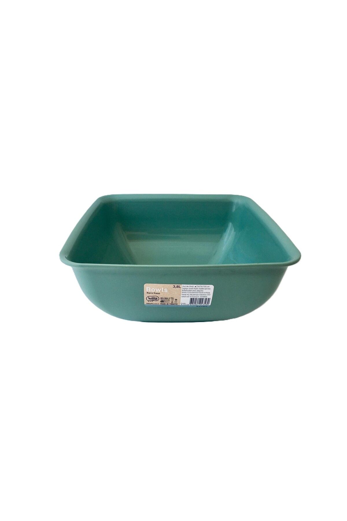 HOBBY LİFE Büyük Boy Bowls Kare Kase 3,8 Litre & Koyu Yeşil-Bpa Free