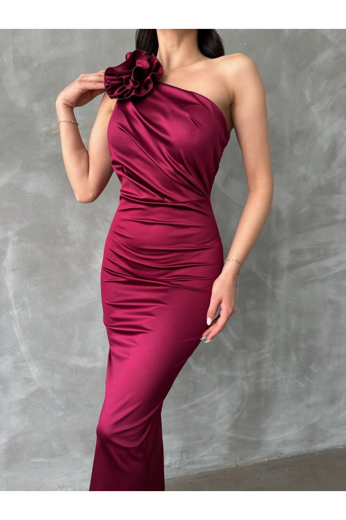 ADA MODA-Women's Midi Dress With Bare Shoulder 1