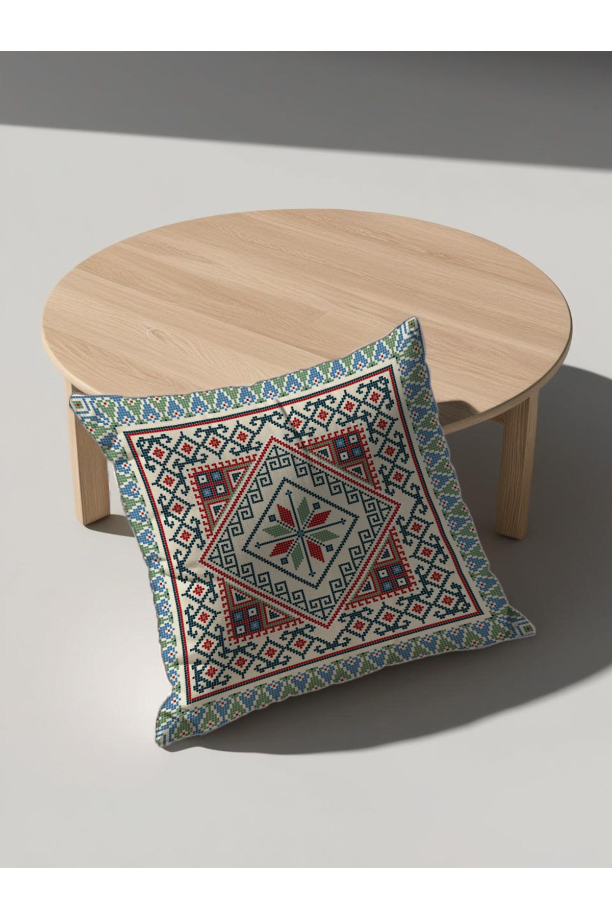 GREENDECOR Otantik,Anadolu,Etnik Desenli Minder Çift taraflı Dijital Baskılı Minder İçi dolu Minder Kirlent