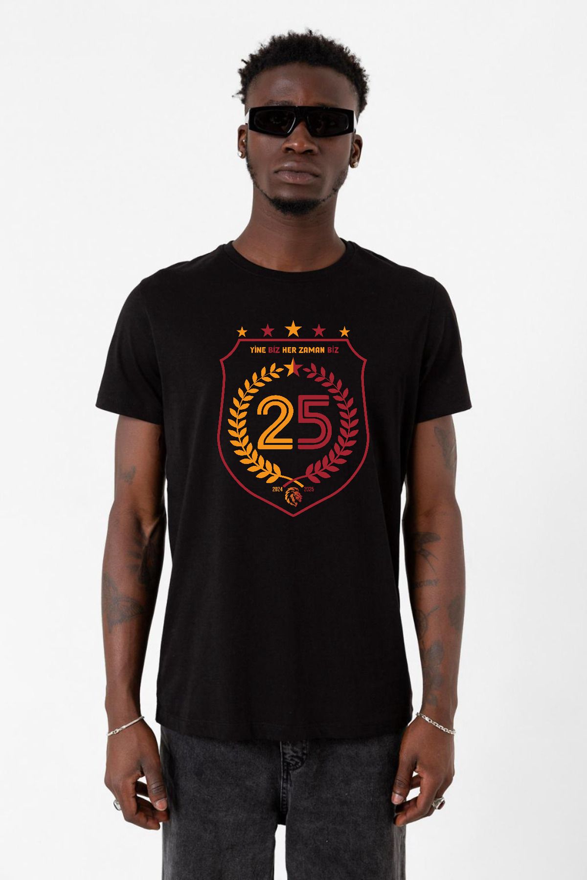 Tshirthane 25 Şampiyonluk Yine Biz Siyah Erkek Tshirt