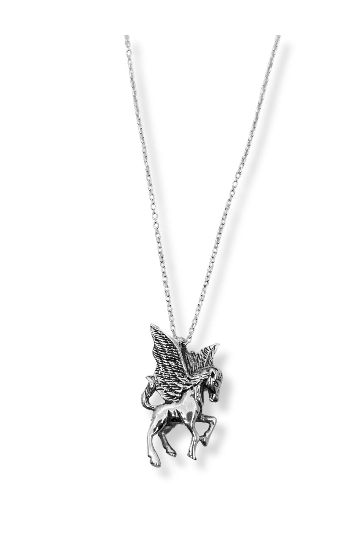 oya silver Pegasus Kanatlı At Gümüş Kolye 1.5x2.8CM