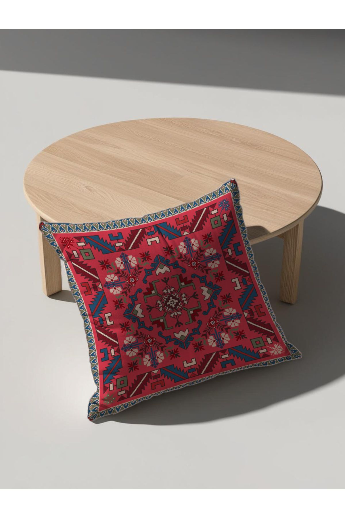 GREENDECOR Otantik,Anadolu,Etnik Desenli Minder Çift taraflı Dijital Baskılı Minder İçi dolu Minder Kirlent