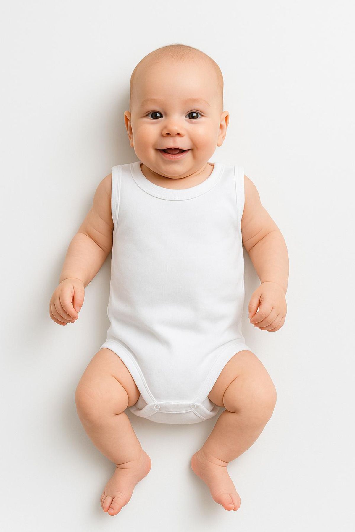 Trend Bebe Butik Çıtçıtlı Pamuklu Bebek Zıbın | Kolsuz Yazlık Bebek Body | Unisex Ribana Badi Bebek Pamuklu Tulum