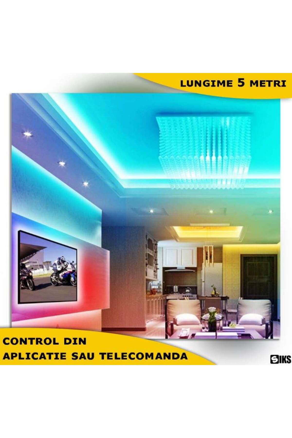 SIKS-RGB Digital Smart LED Strip, 5 Meters, App Control or Remote Control, USB Connection 6