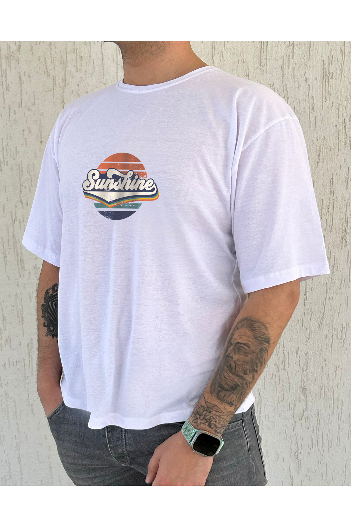 Club Space Astro Sunshine Baskılı %100 Pamuk Oversize Erkek Tişört, Enerjik Stil, Salaş Rahatlık görsel 2