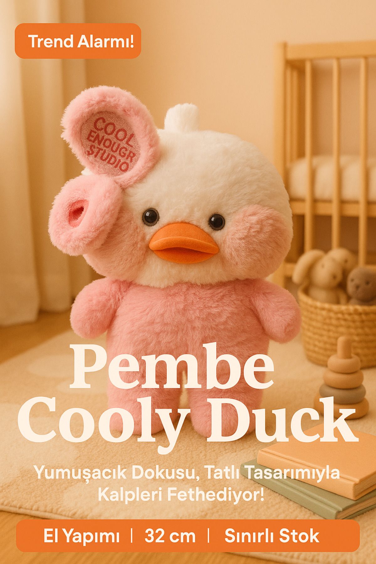 HUA Cooly Duck Pembe Ördek - Yumuşak Doku, Tatlı Tasarımı - Lalafanfan (32 cm)