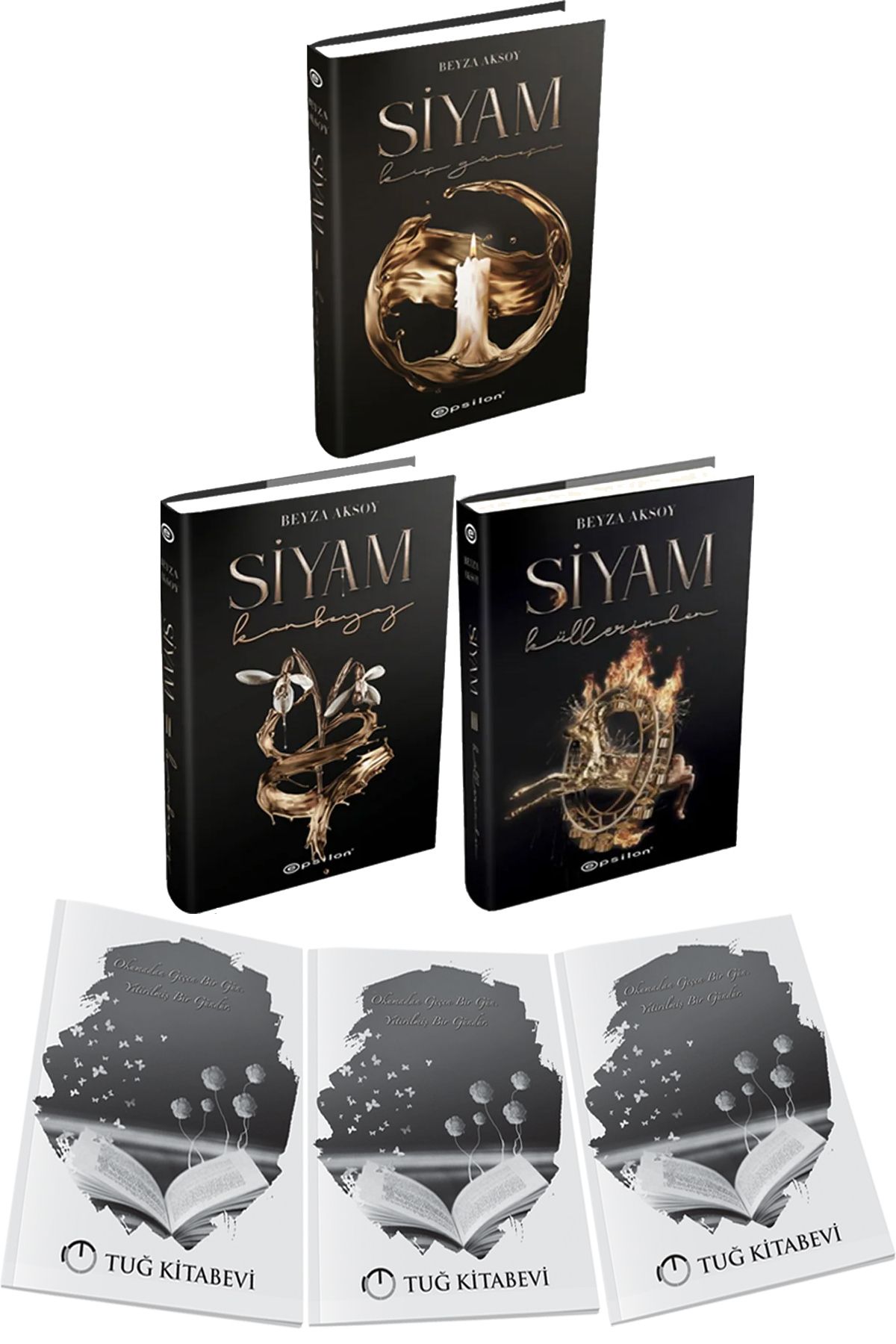Epsilon Yayınevi Siyam 1 Kış Güneşi Siyam 2 Kanbeyaz Siyam 3 Küllerinden Ciltli Beyza Aksoy 3 Kitap + Hediyeli