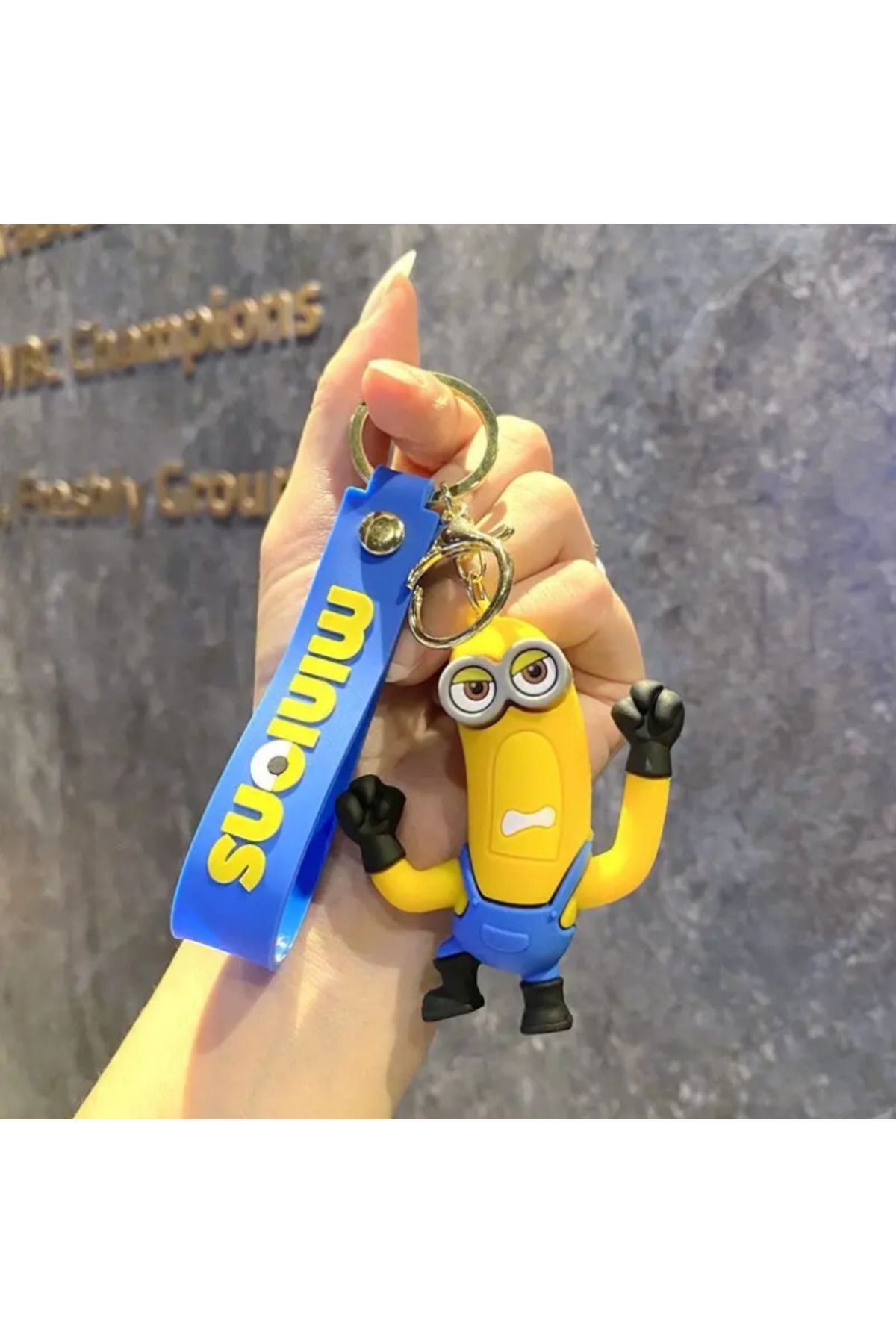 Bizde Ne Yok ki Minions Minyonlar 3D Silikon Lüks Boy Anahtarlık Ve Çanta Aksesuarı