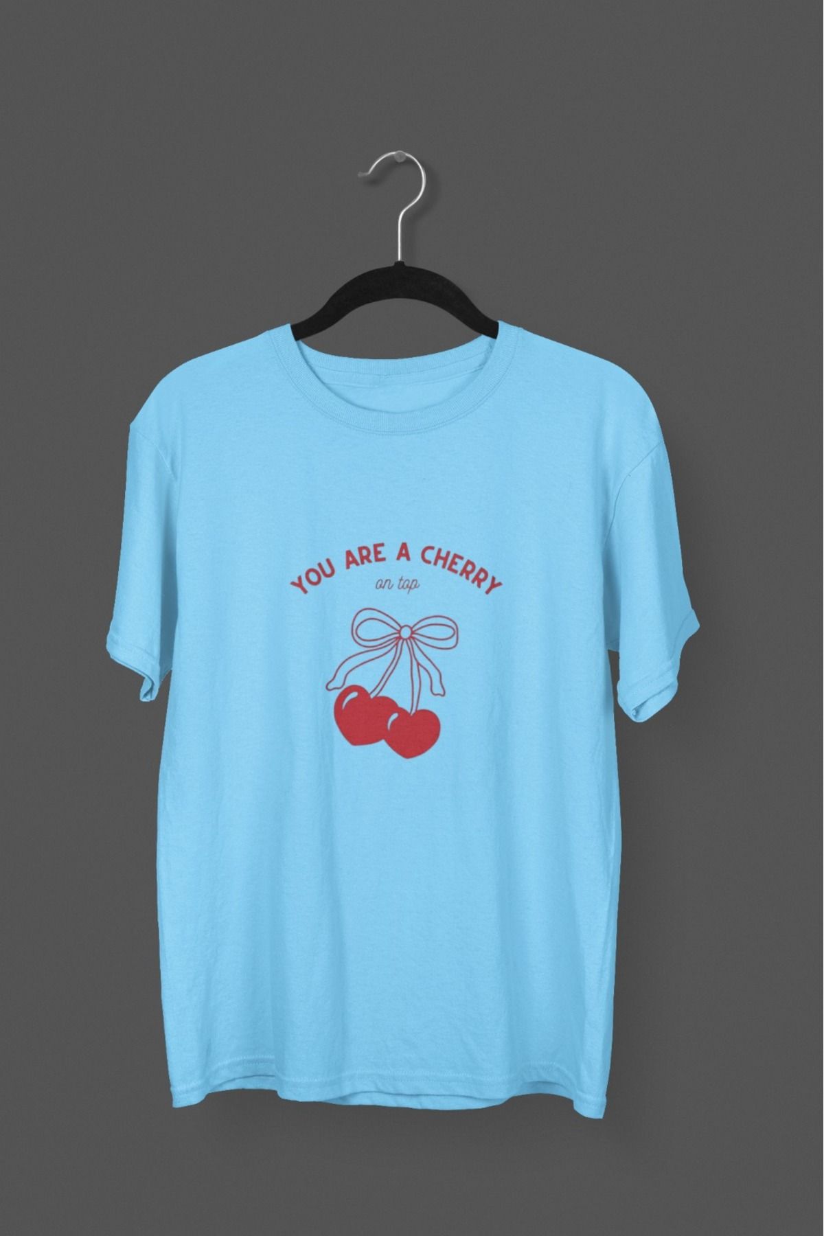 Butik ERKEK/KADIN -YOU ARE A CHERRY- TRANSFER BASKILI YUVARLAK YAKA KISA KOL TİŞÖRT
