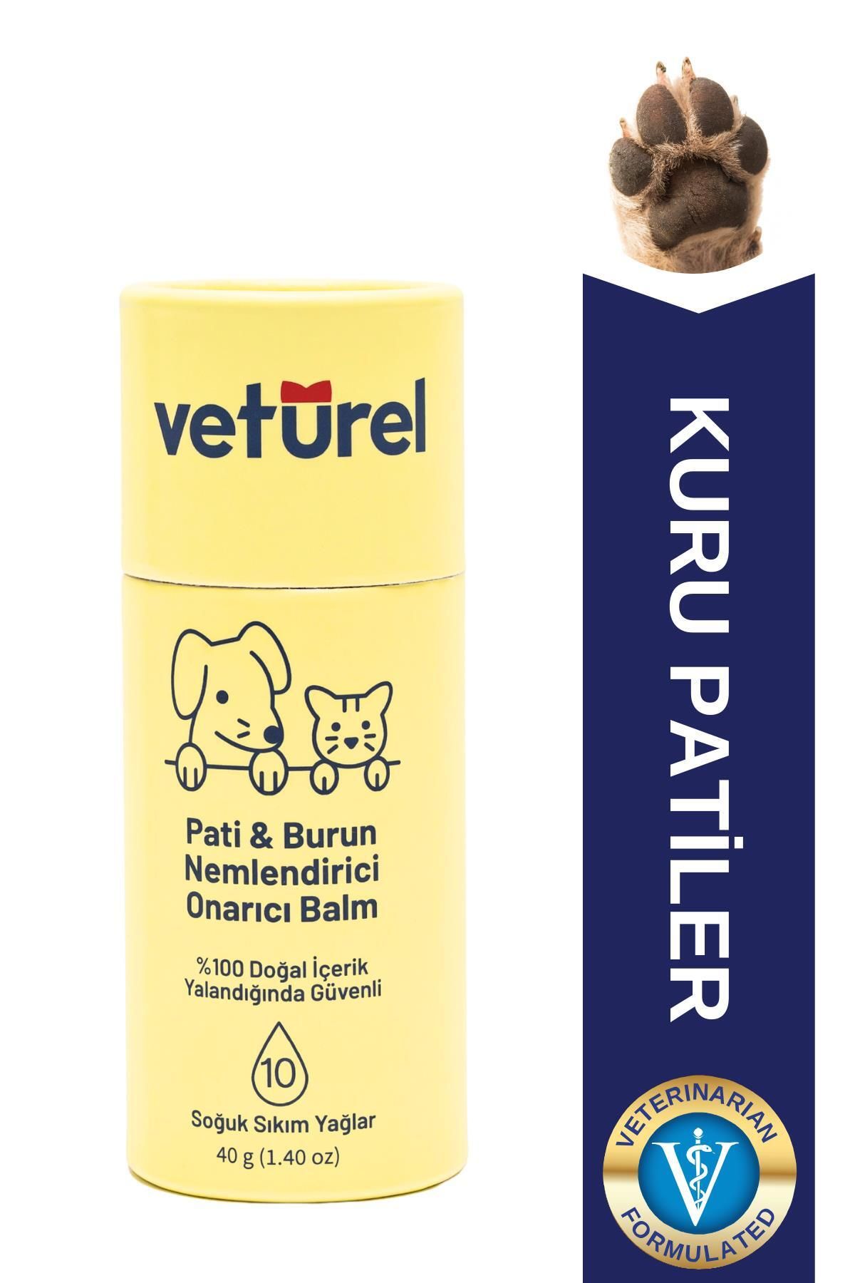 Veturel Kedi Köpek Pati Balm %100 Doğal Nemlendirici Stick Dirsek Burun Koruyucu Onarıcı Bakım - 40gr