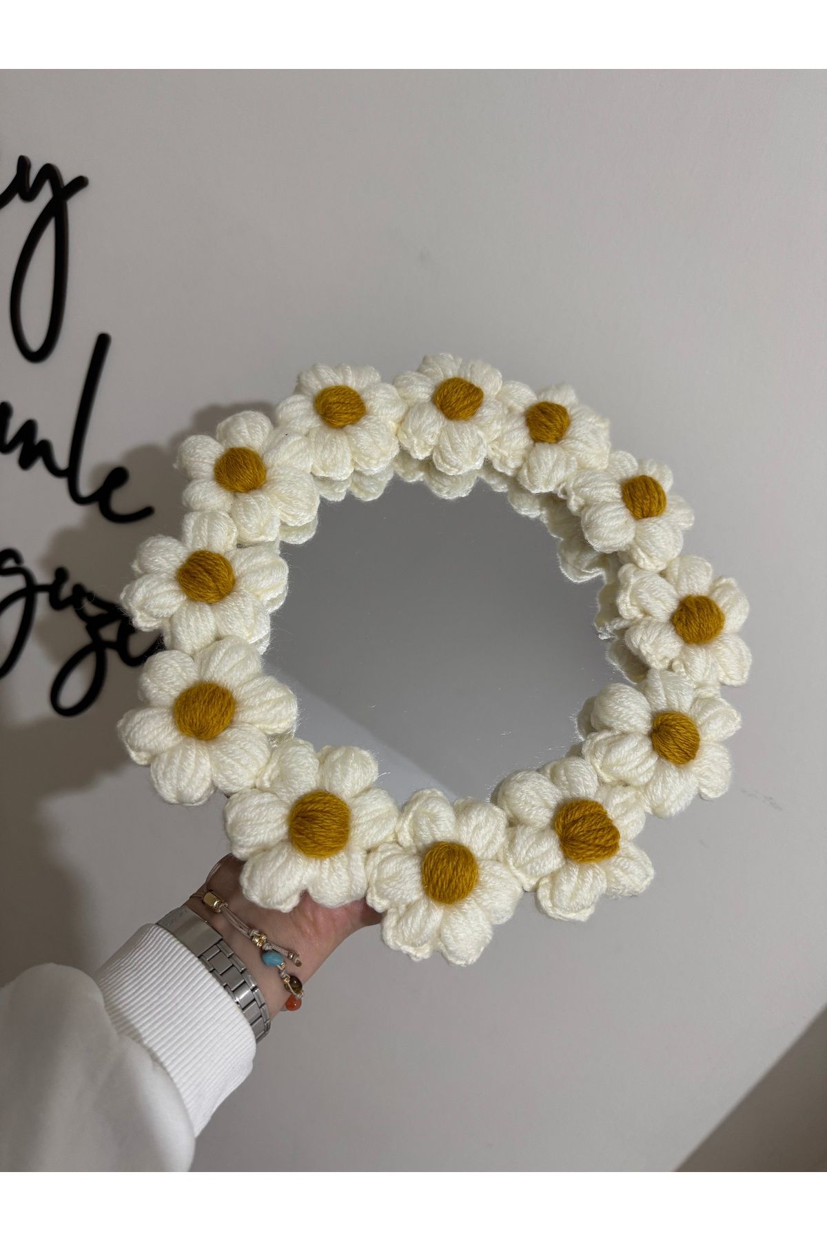 SHEYMA Papatya motifli Handmade Ayna