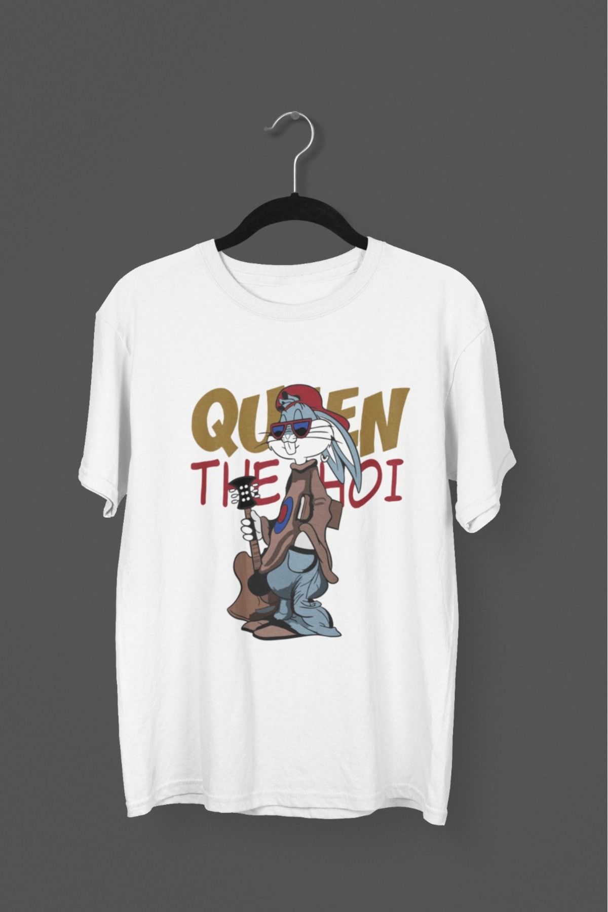 Butik ERKEK/KADIN -QUEEN- TRANSFER BASKILI YUVARLAK YAKA KISA KOL TİŞÖRT