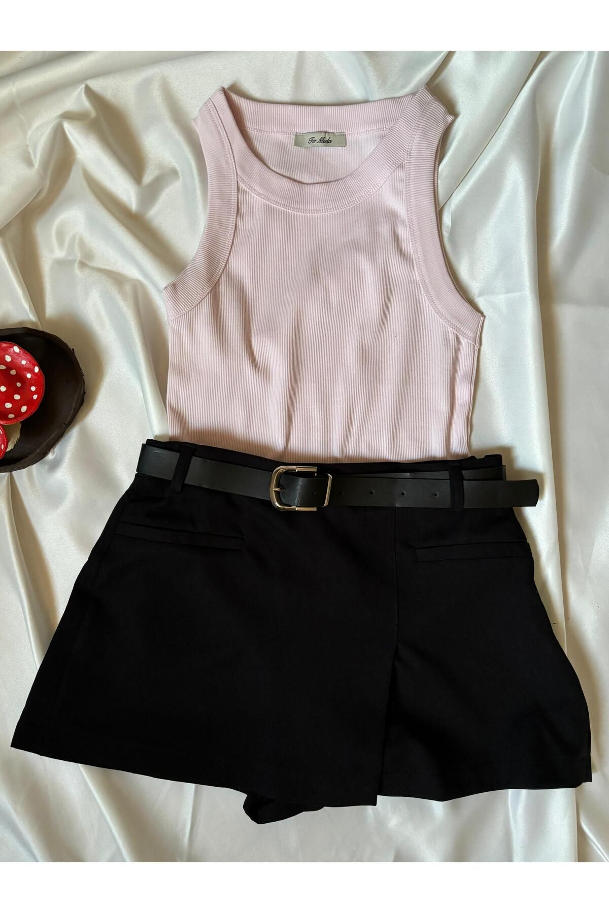 MODESTRIA Kadın Kahverengi Halter Yaka Kaşkorse Bluz