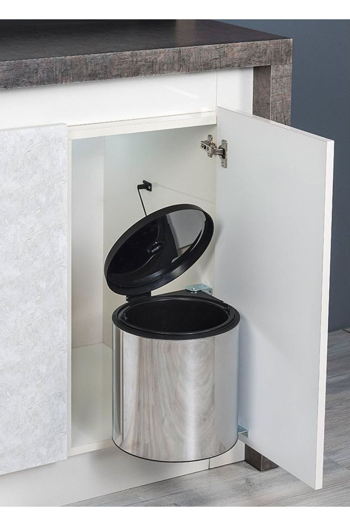 inca2613 STARAX - Paslanmaz Krom Çelik 10 Litre Dolap Içi Çöp Kovası S 2251 Ss