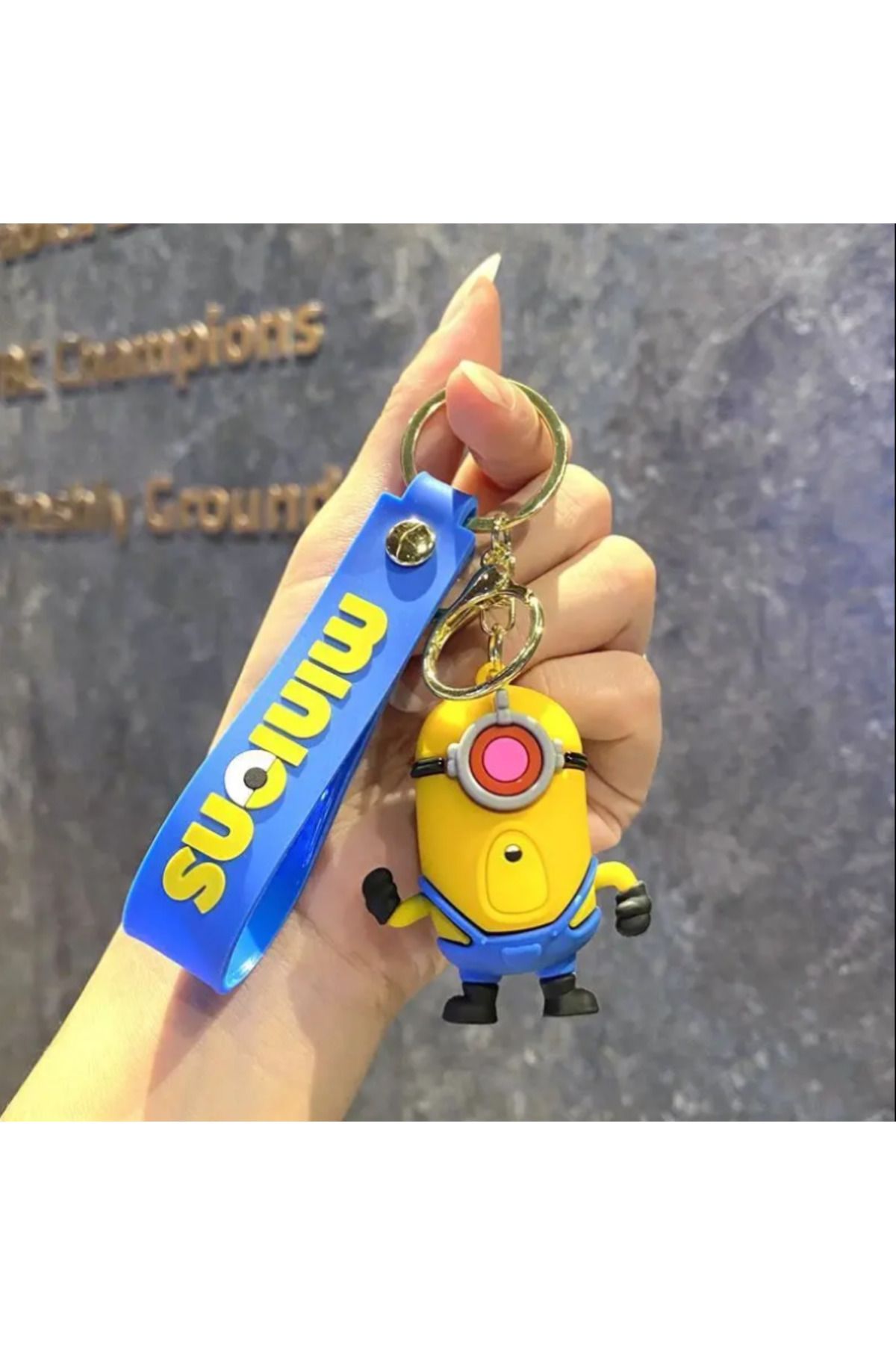 Bizde Ne Yok ki Minions Minyonlar 3D Silikon Lüks Boy Anahtarlık Ve Çanta Aksesuarı