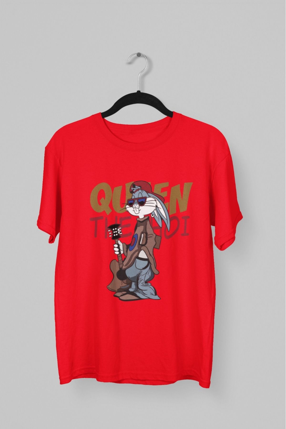 Butik ERKEK/KADIN -QUEEN- TRANSFER BASKILI YUVARLAK YAKA KISA KOL TİŞÖRT