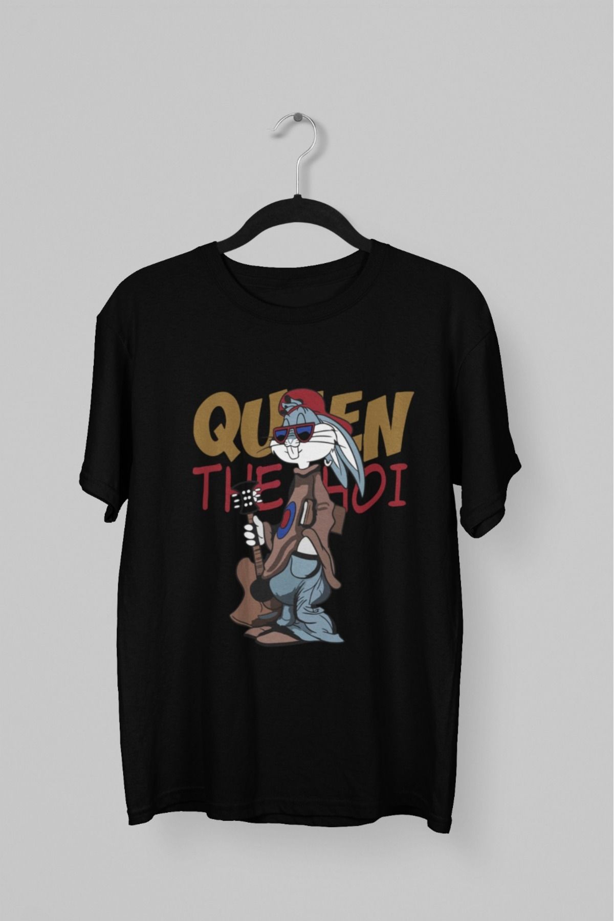 Butik ERKEK/KADIN -QUEEN- TRANSFER BASKILI YUVARLAK YAKA KISA KOL TİŞÖRT