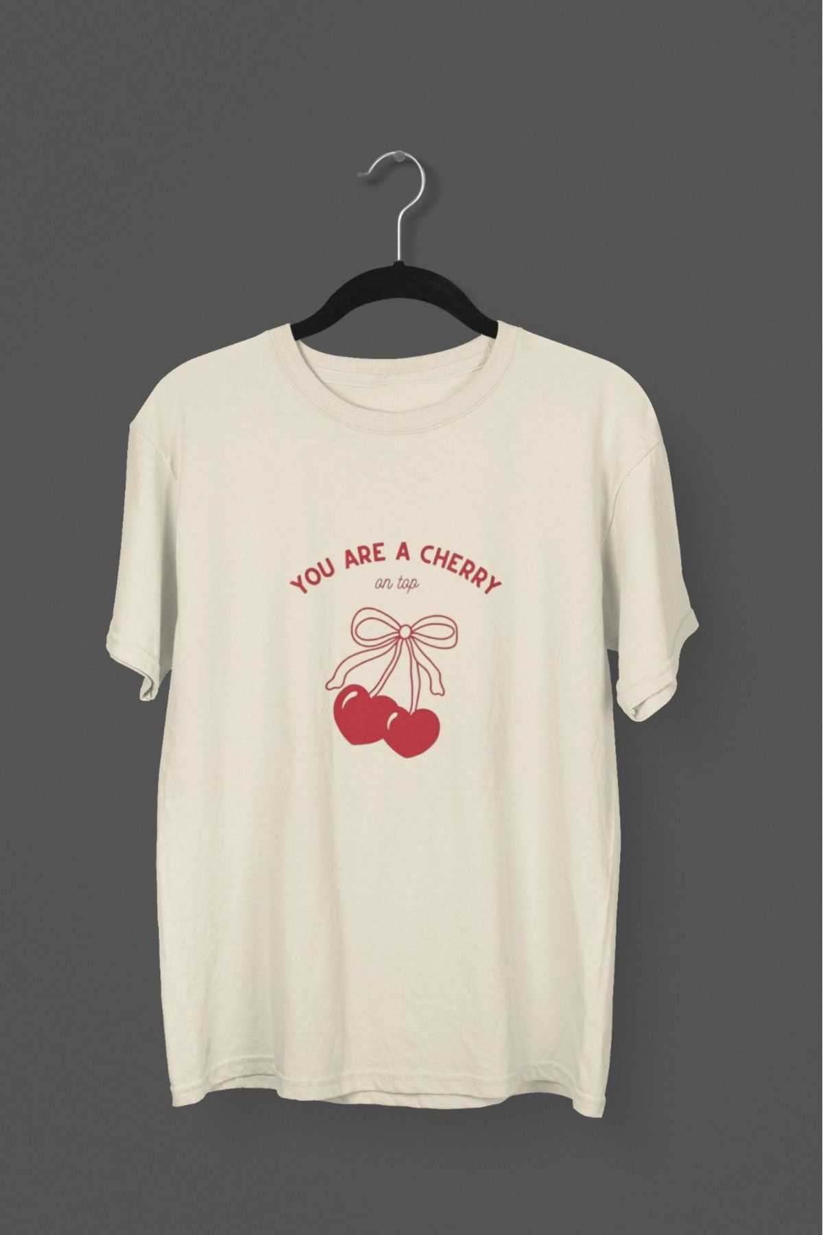 Butik ERKEK/KADIN -YOU ARE A CHERRY- TRANSFER BASKILI YUVARLAK YAKA KISA KOL TİŞÖRT