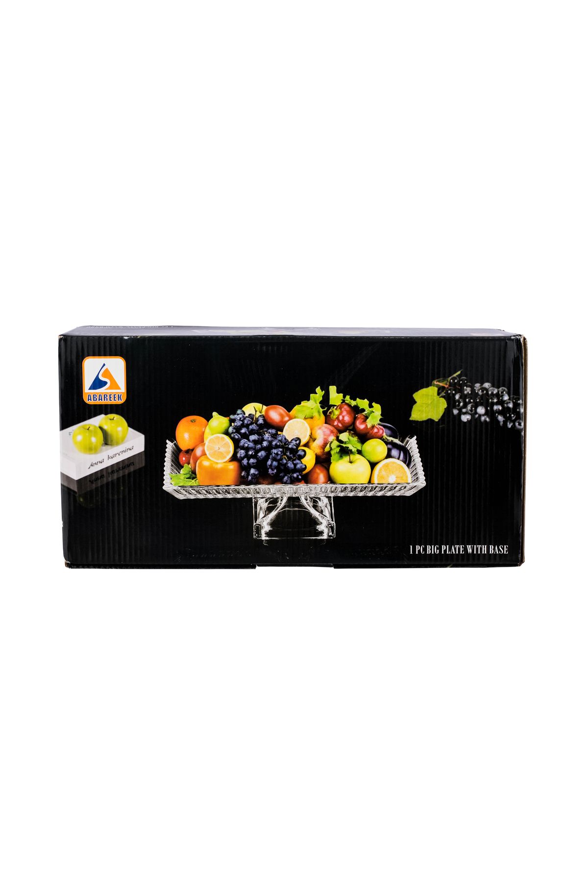 ABAREEK-Glass serving platter with base for sweets, fruits and nuts, multi-purpose, transparent with acrylic cover 5