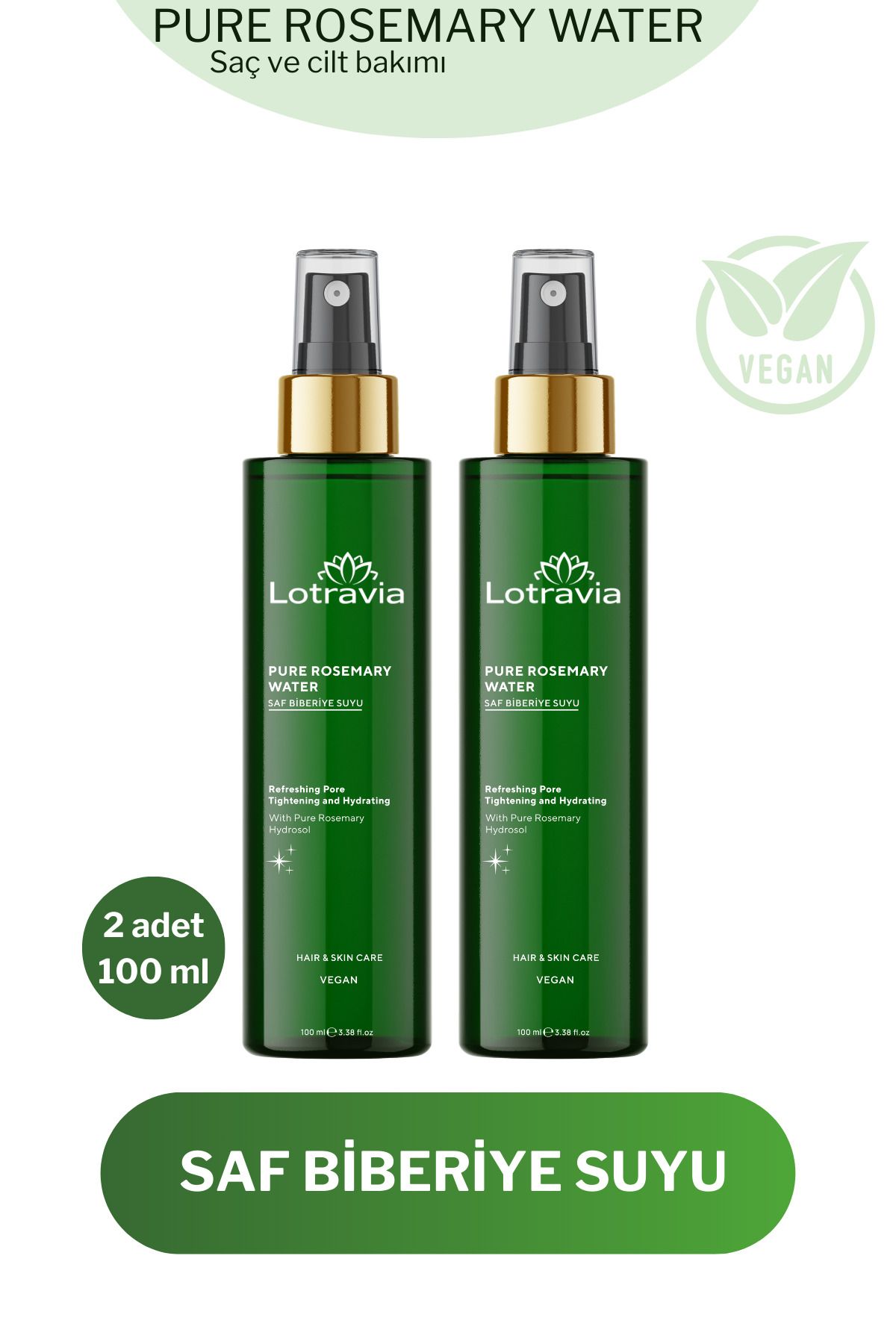 İkili Biberiye Suyu Saç Toniği - Hızlı Saç Uzatma Etkili - Dökülme Karşıtı 100ml x 2 adet