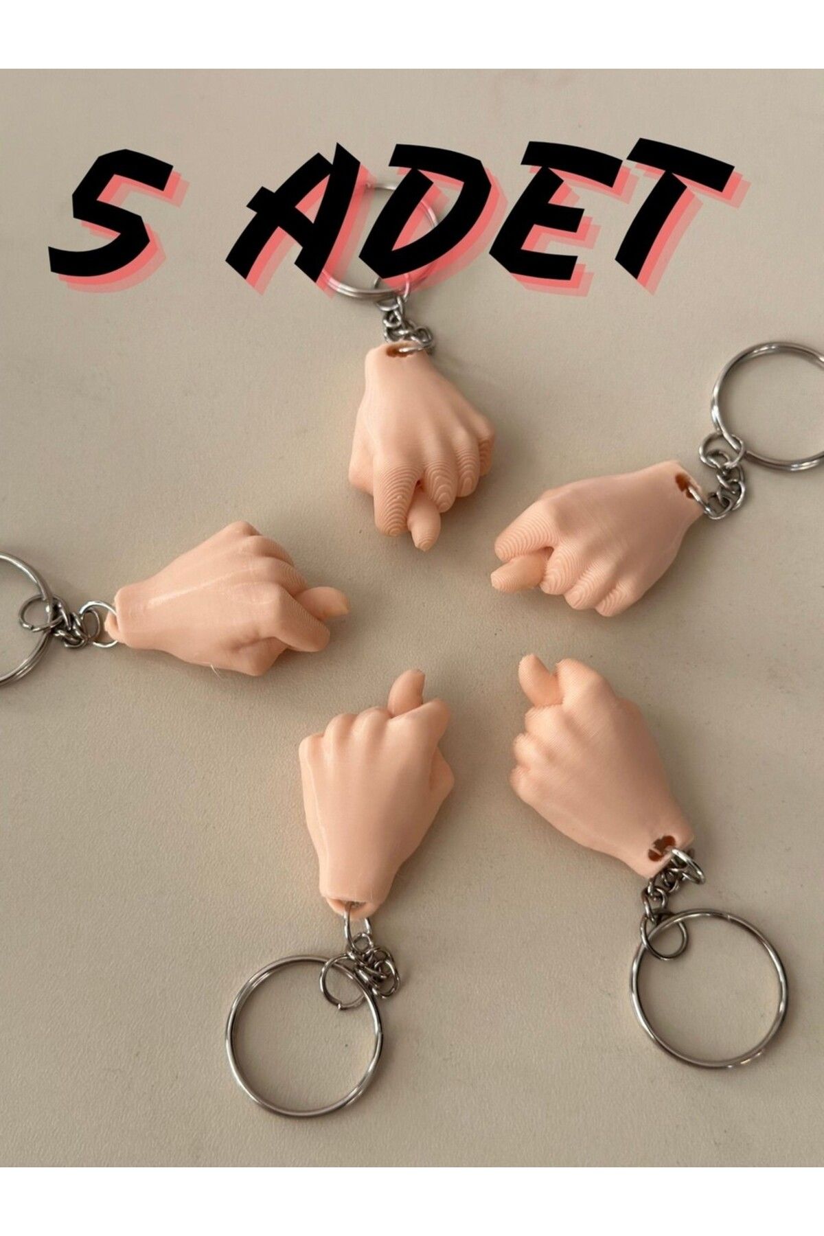 3boyutstore 5'li Ten Rengi Kaliteli “NAH” Yapan Anahtarlık | Mizah ve Mesajı Bir Arada Taşı!