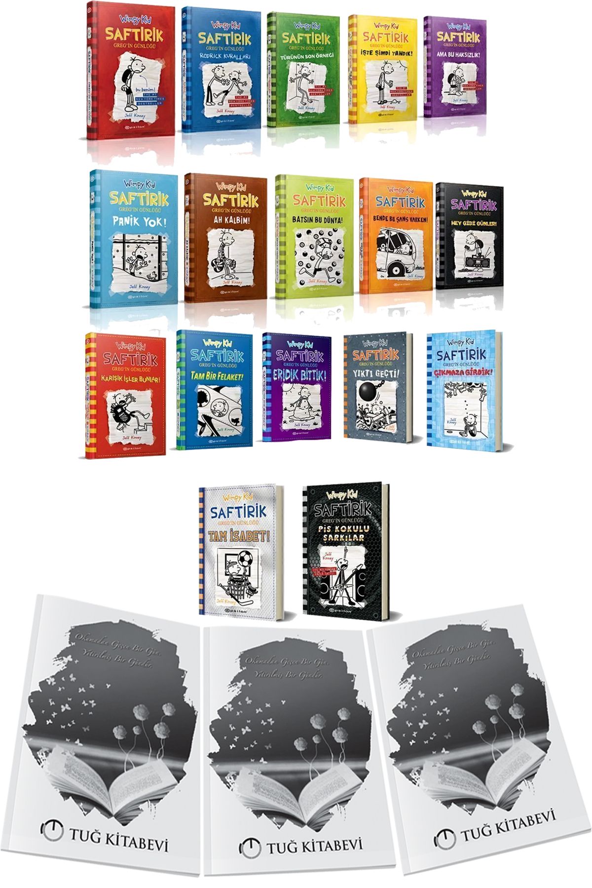 Epsilon Yayınevi Saftirik 17li Set Jeff Kinney Ciltli + Hediyeli
