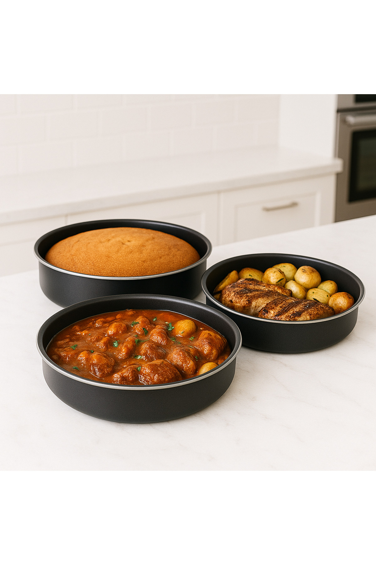 ALSAIF Tefal Vitro Non-stick Oven Tray Set 3 Pieces Sizes 24 Cm, 26 Cm, 30 Cm