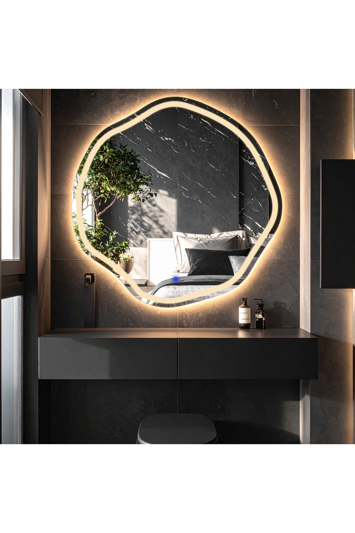 lumora mirror design Lys Günışığı Led'li Lazer Kumlamalı Lavabo & Banyo Aynası (Dokunmatik Sensörlü)