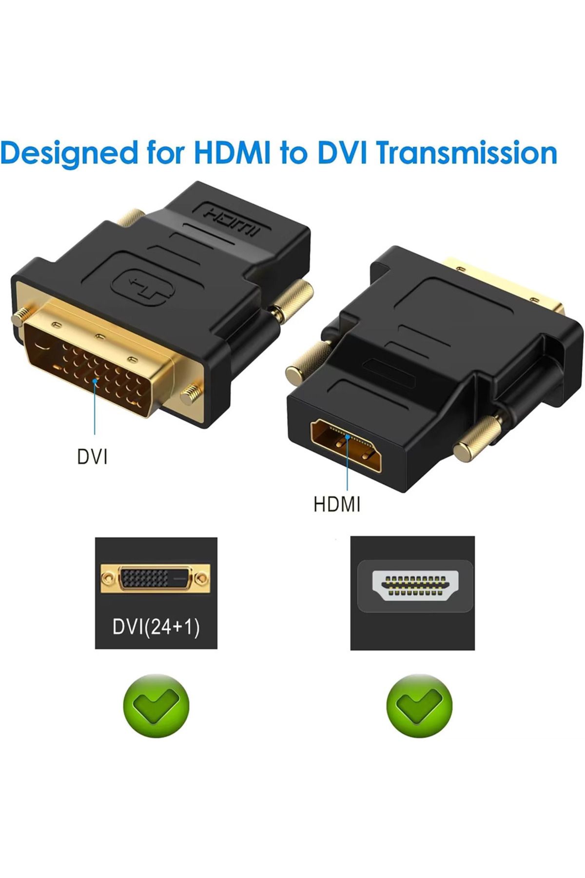 Derwell (24+1) HDMI - DVI Çift Yönlü Çevirici DVI HDMI kablosu Monitör HDTV PC PS4 Xbox İçin Dönüştürücü
