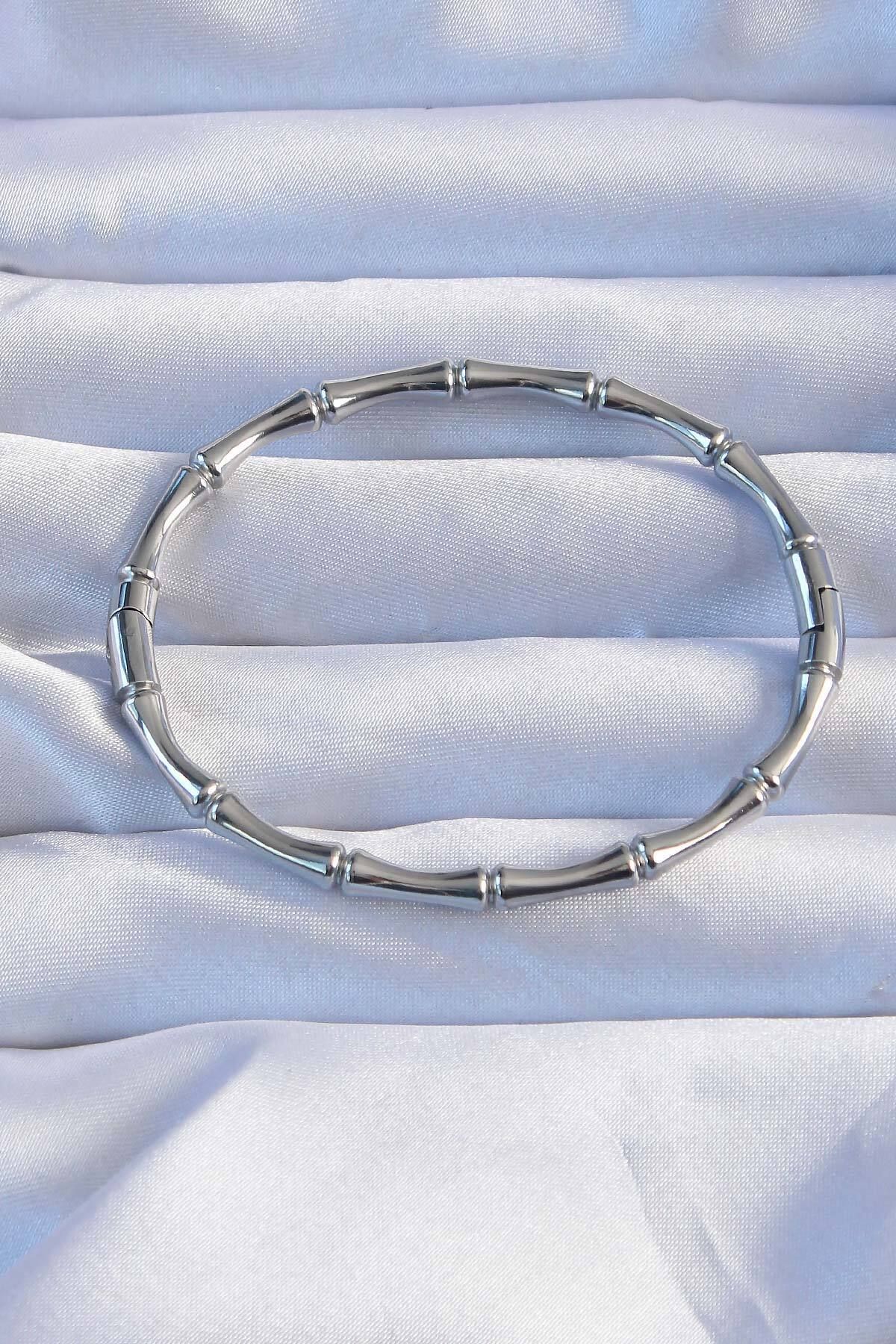 melfxxl eticaret 316L Çelik Gümüş Renk Kemik Model Bileklik - Lisinya