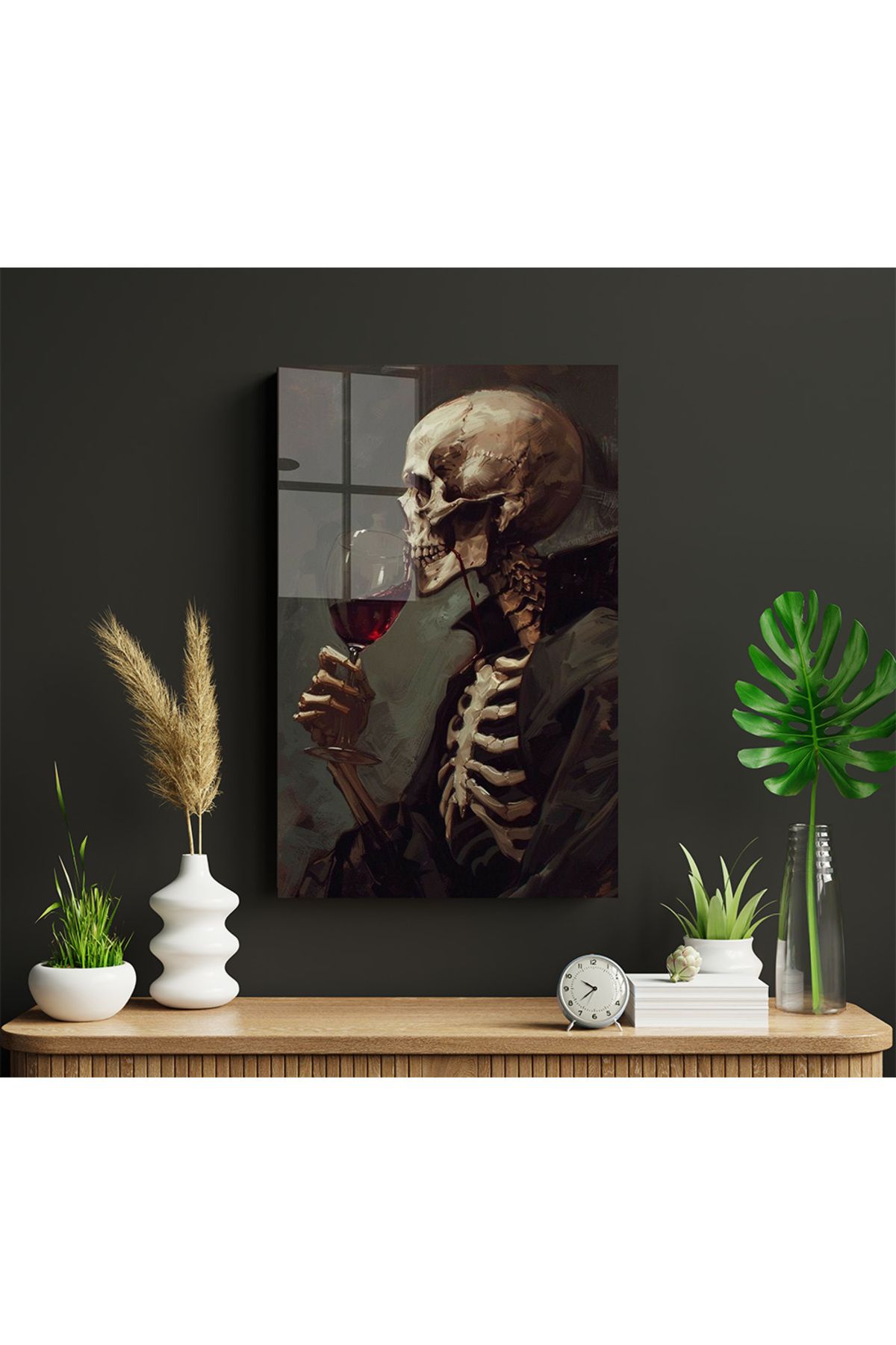 Ayabak Metal Poster Gotik İskelet - Dekoratif - Hediyelik Çerçevesiz Tablo