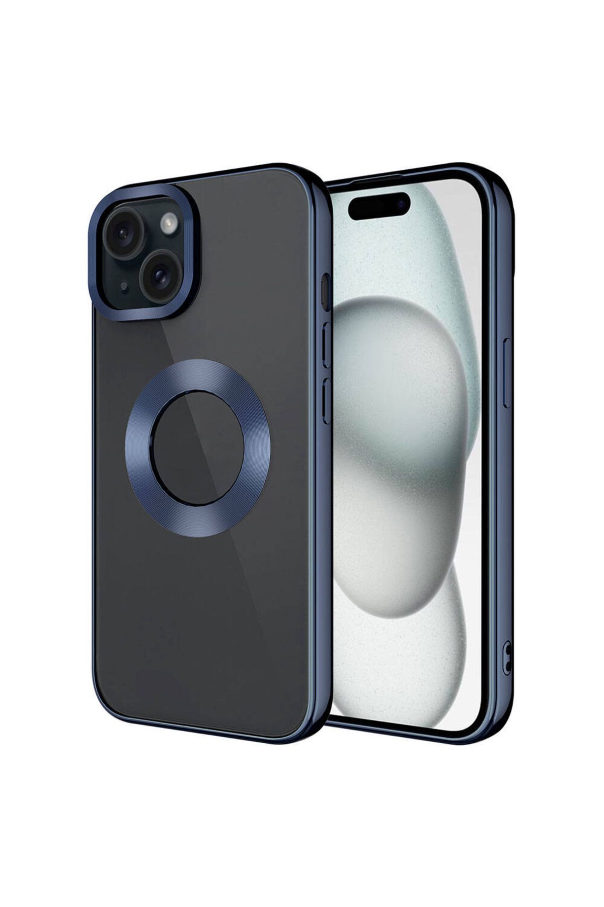 SKYARC iPhone 15 Plus Kılıf Kamera Korumalı Logo Gösteren Omega Kapak