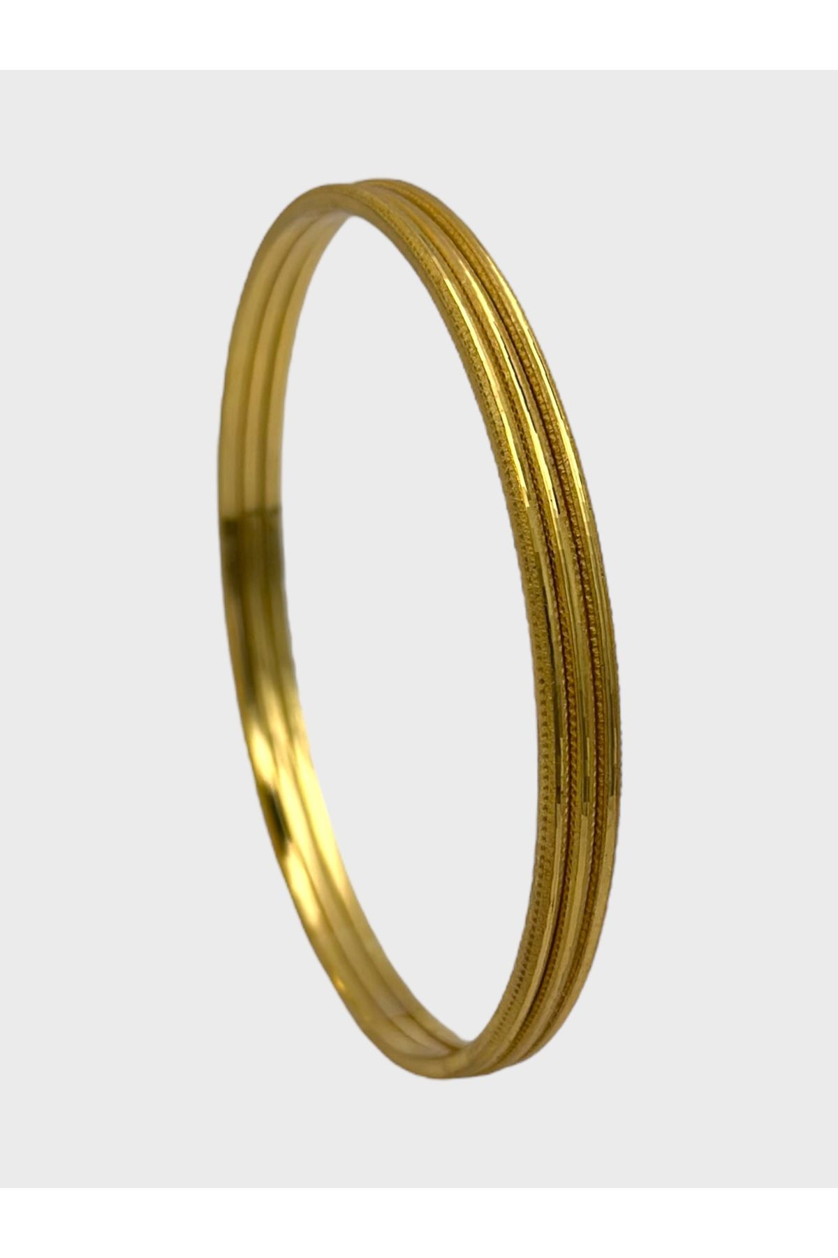 Arnes Jewelry Çelik 22 Ayar Altın Kaplama Desenli Ajda Bilezik - 3 Adet