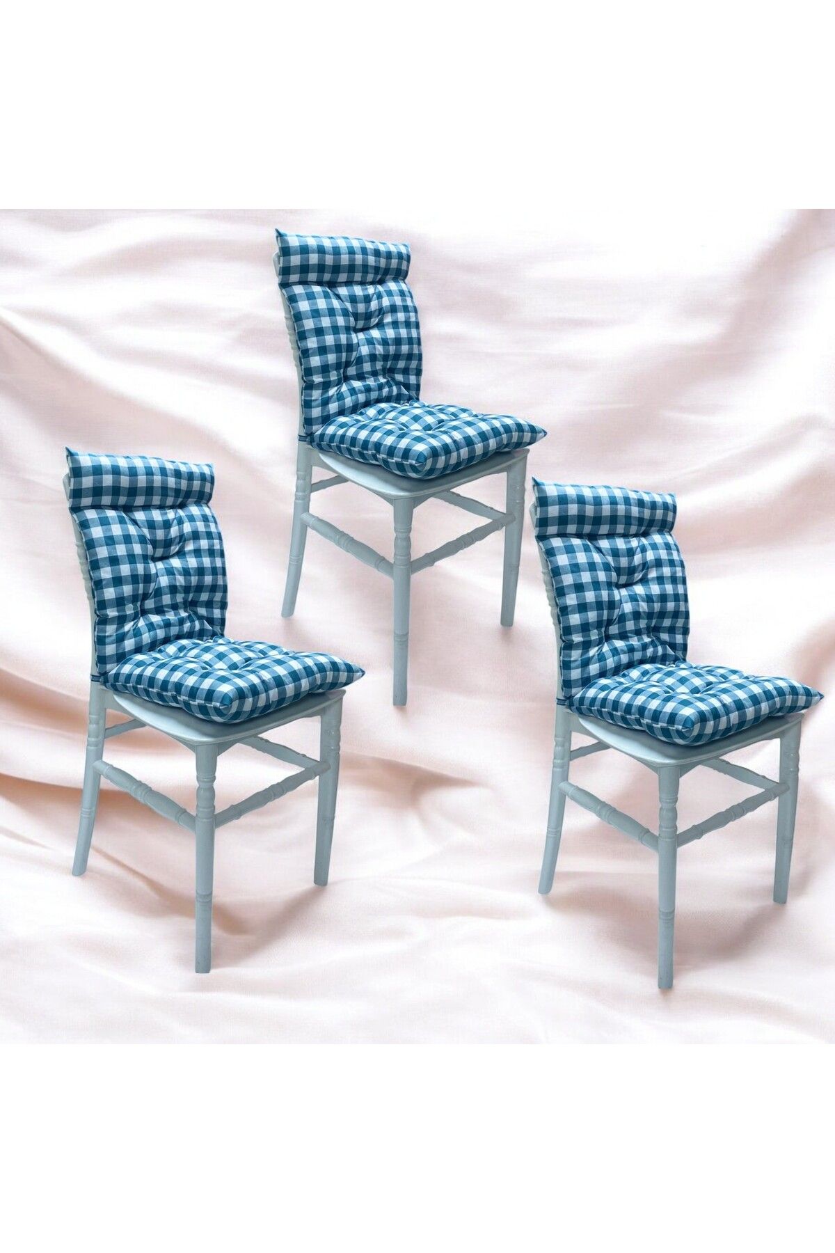 GÜLLÜCE HOME 3'li Pötikare-slikon Elyaf Dolgulu-arkalıklı-yıkanabilir-sandalye Minderi-40 X 87 Cm
