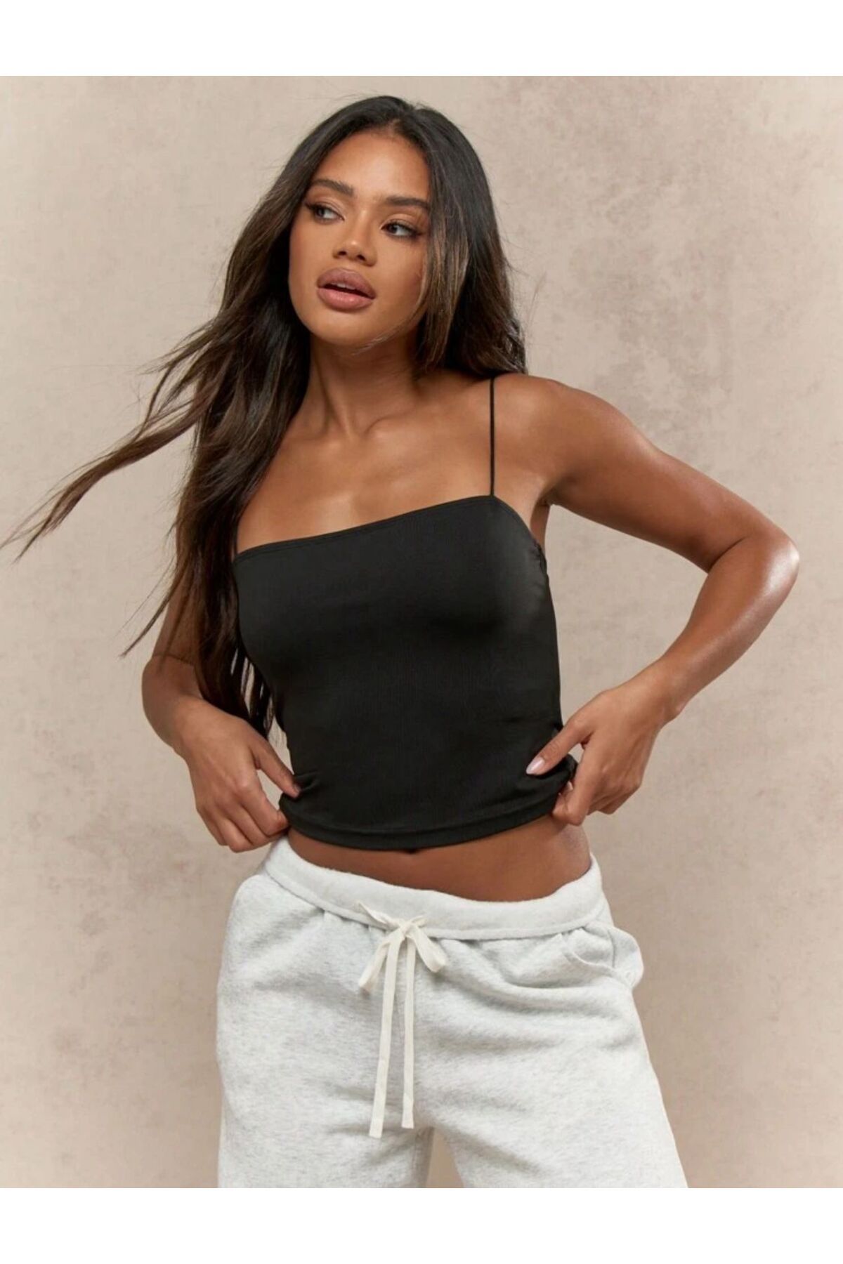 SLAW REZZ Kadın İp Askılı Örme Body Bluz