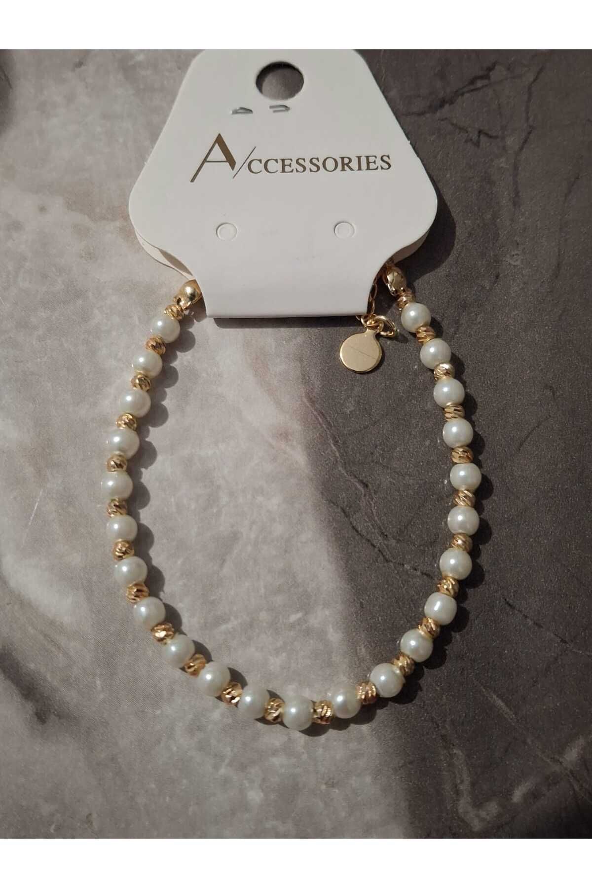 accortic İnci ve Gold boncuk detaylı bileklik