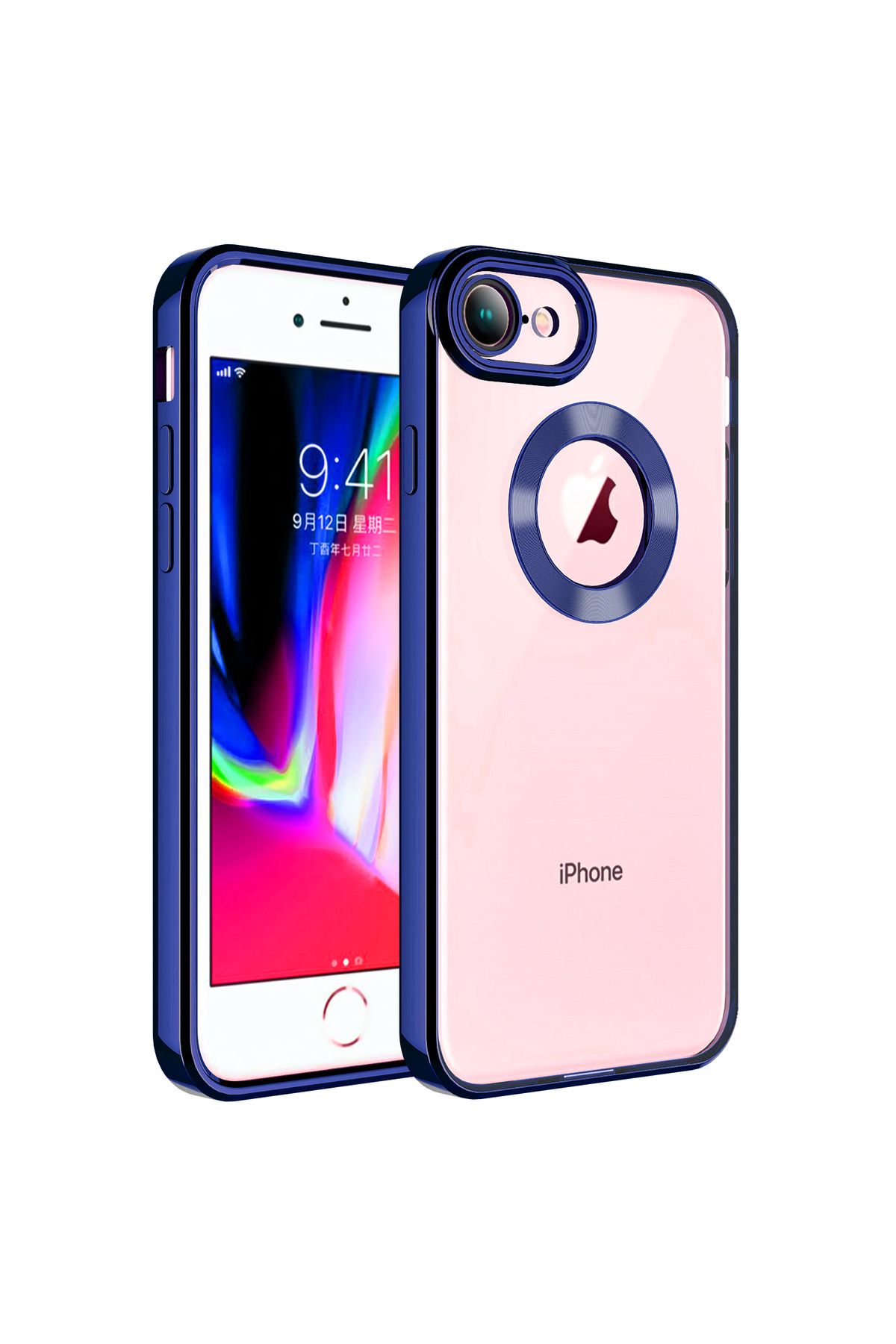 SKYARC iPhone 8 Kılıf Kamera Korumalı Logo Gösteren Omega Kapak
