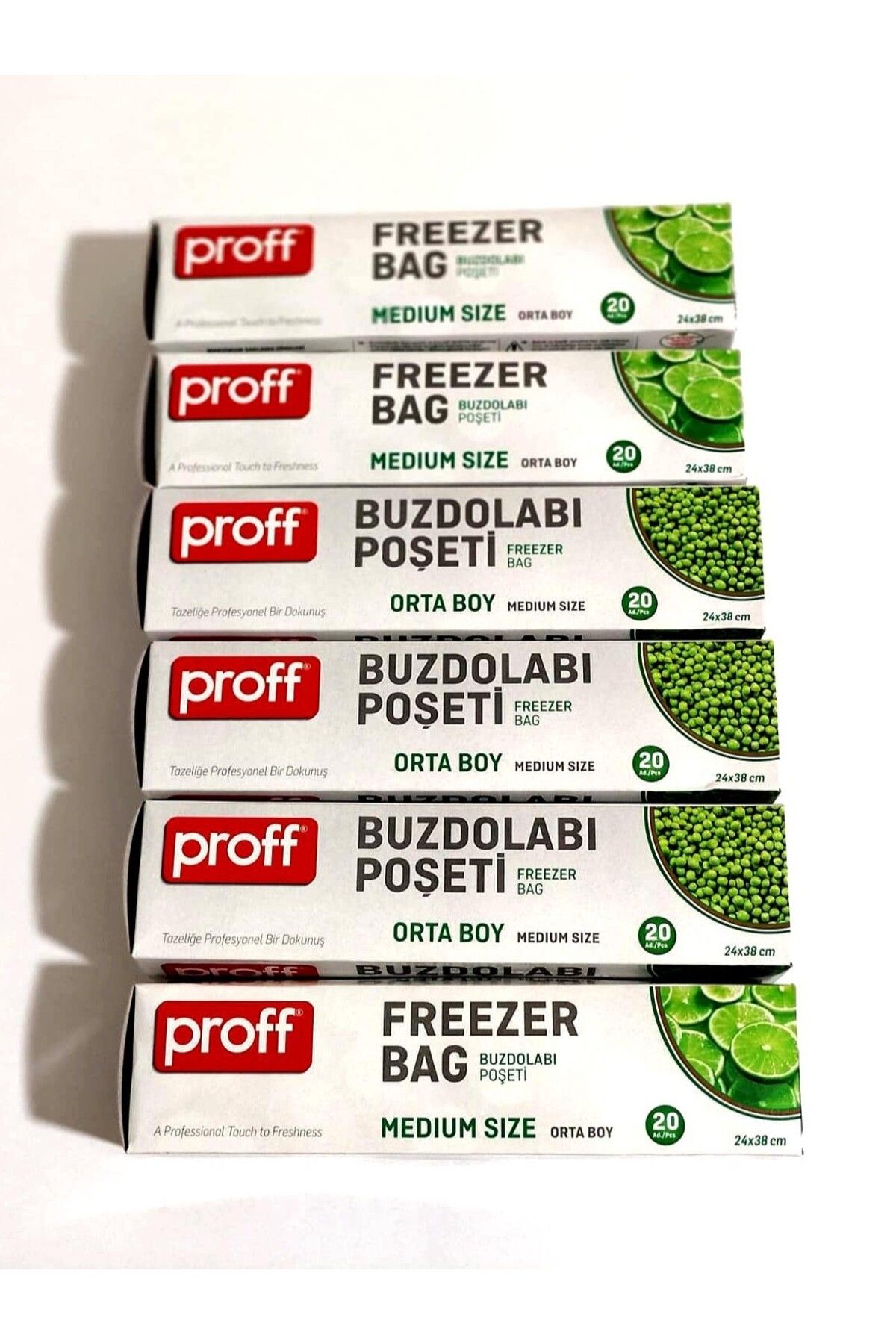 Proff Orta Boy Buzdolabı Poşeti 24x38 Cm 20 Adet X 6 Paket