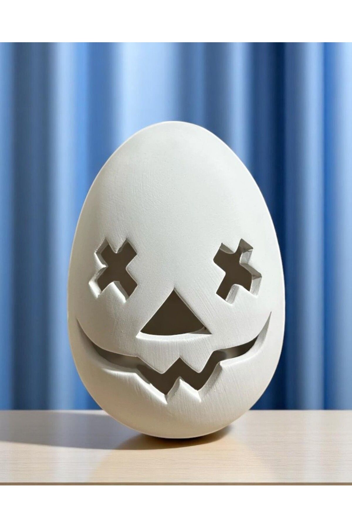 Mavi Dükkan Ham Seramik Halloween Yumurta Mumluk Model 2 - Yükseklik 14.5 cm