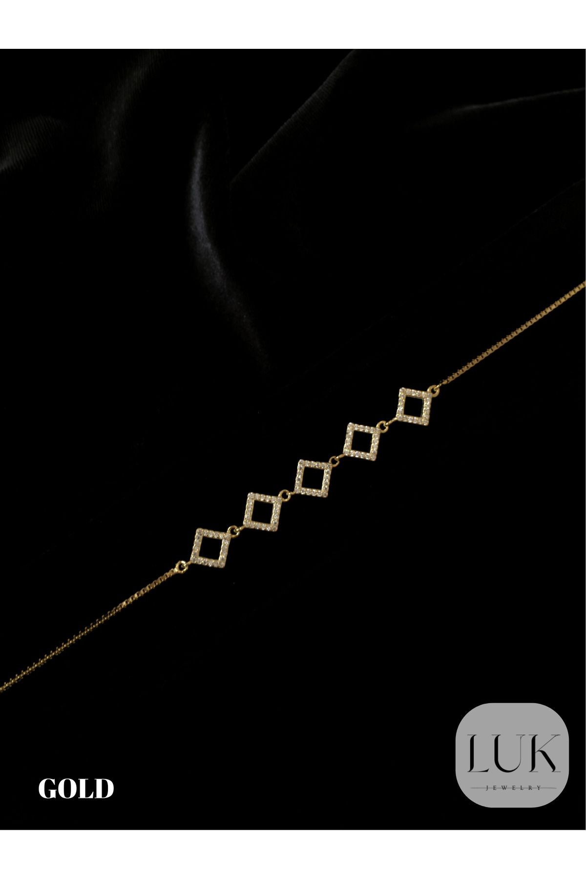 LUK JEWELRY 925 AYAR GOLD KARE TAŞLI BİLEKLİK
