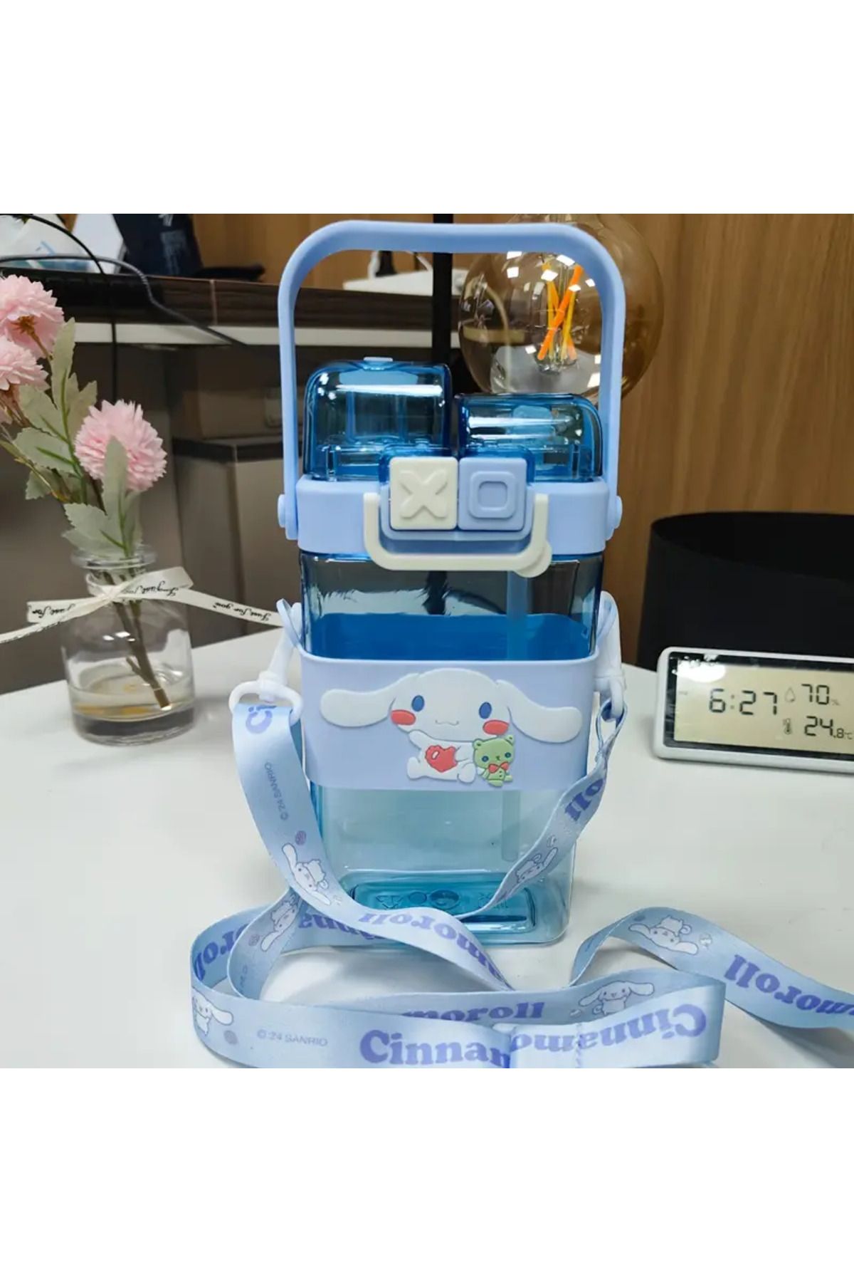 ada çanta kırtasiye Cinnamoroll figürlü Çocuk Suluk Matara 520ml Askılı iki Bölmeli Kapak Plastik Ad74106