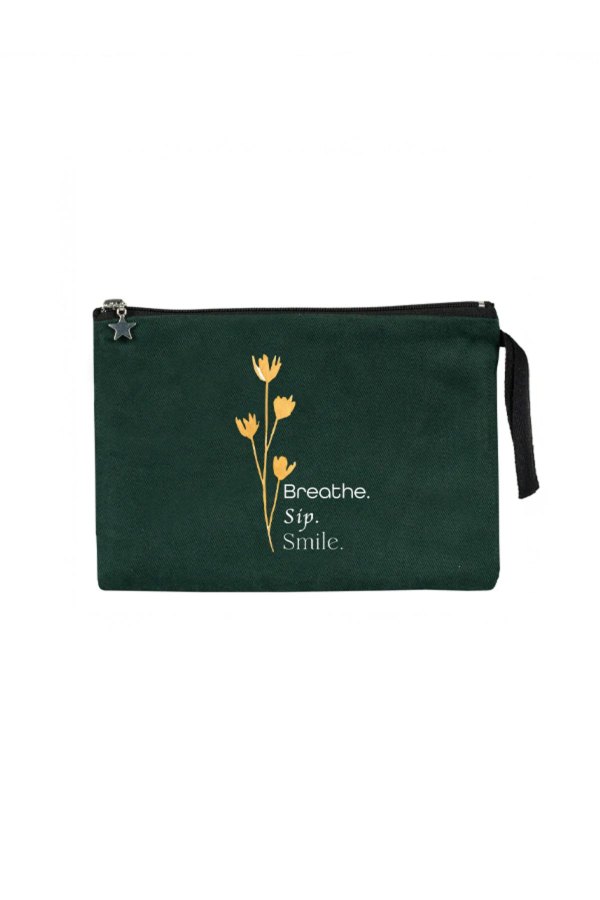 GEDENE Breathe, Sip, Smile - Yeşil Clutch Çanta