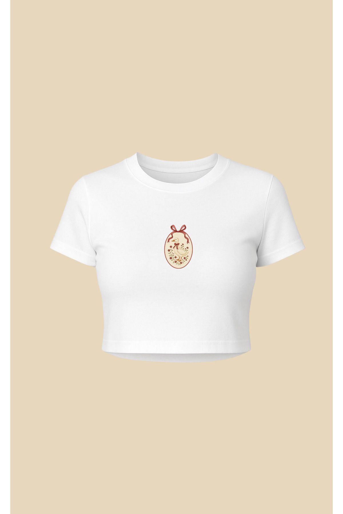 Altair Tr Beyaz Ördek Sevimli vintage Baskılı pinterest tarzı crop tshirt