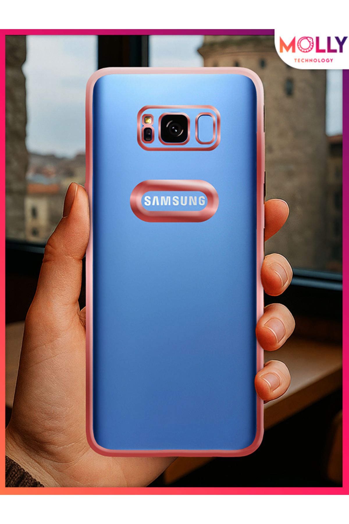 Molly Samsung Galaxy S8 İçin Kenarları Rose Lens Koruyuculu Lou Lazer Şeffaf Silikon Kılıf