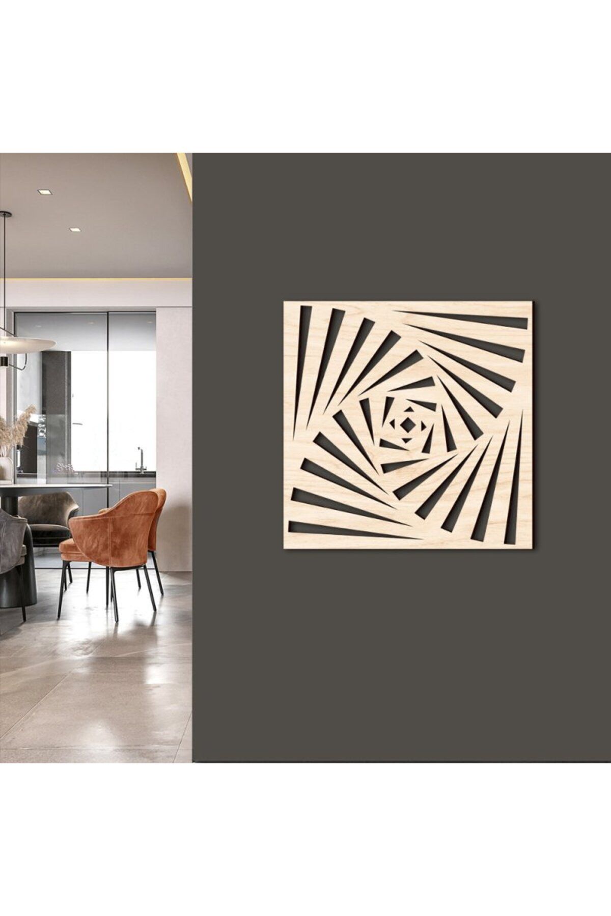 Afra Sanat Dekor Modern Ahşap Duvar Dekoru Spiral Dönüş