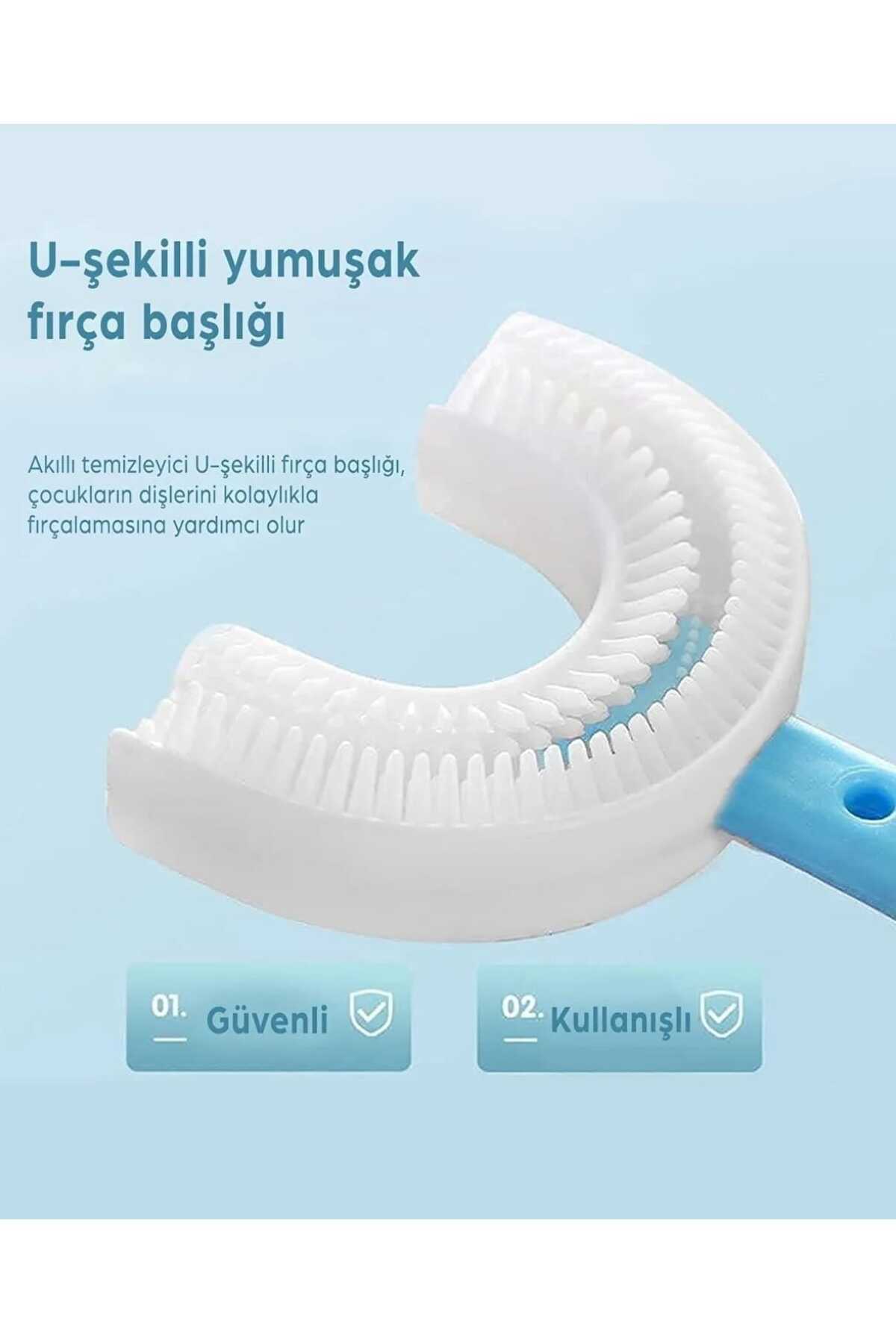 lawrenceshop Erkek Çocuk Diş Fırçası U Şeklinde Pratik Bebek Diş Kaşıma Fırçası Saplı 360 Derece Döner fotoğrafı 5 (önizleme)